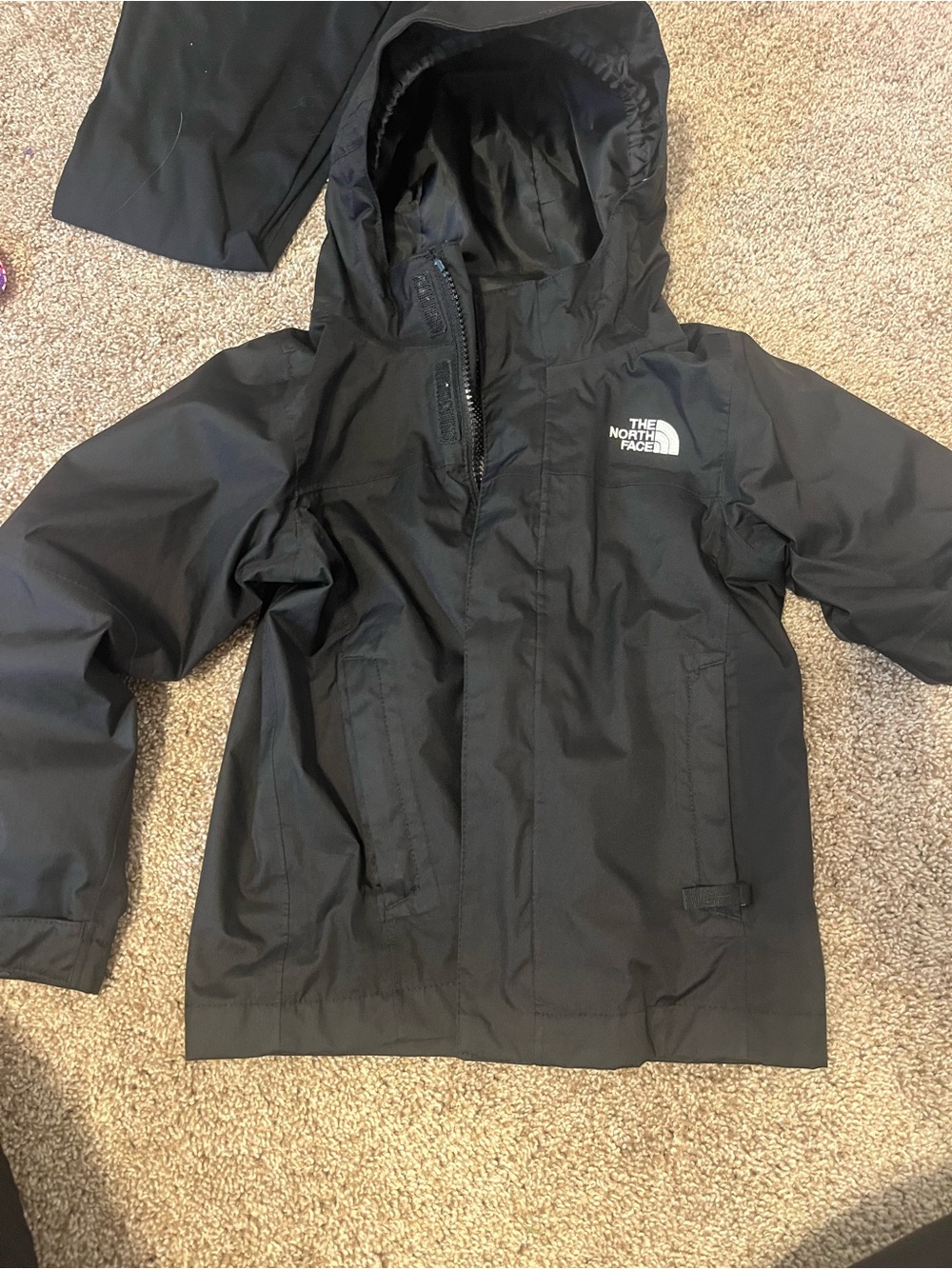 The North Face Kids Black Hooded Rain Jacket
